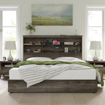 California king deals bookcase storage bed